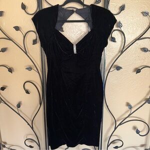 Vintage 80s Velour velvet Black Rampage Dress and mini jacket set Woman’s 11/12